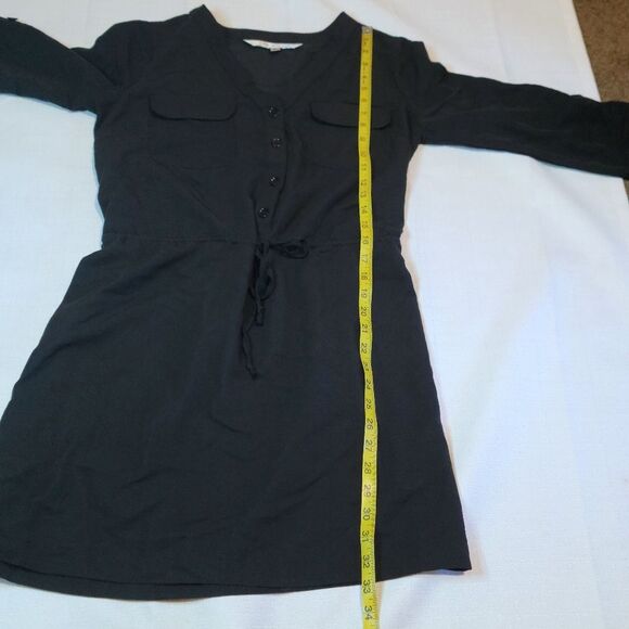 Max Studio Black Roll Tab Sleeve Drawstring Blouson Dress Size Small - Picture 4 of 10